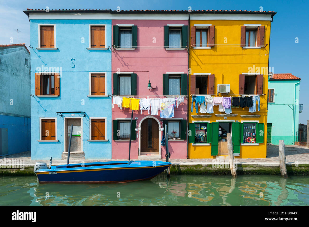 Colourful houses in Burano , Venice, Italy Stock Photo