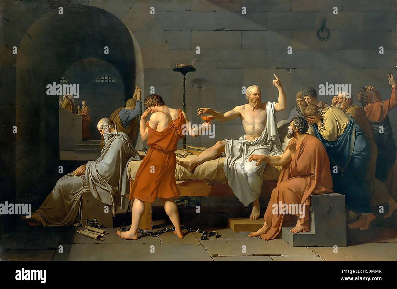 DEATH OF SOCRATES by Jacques-Louis David 1787 Stock Photo