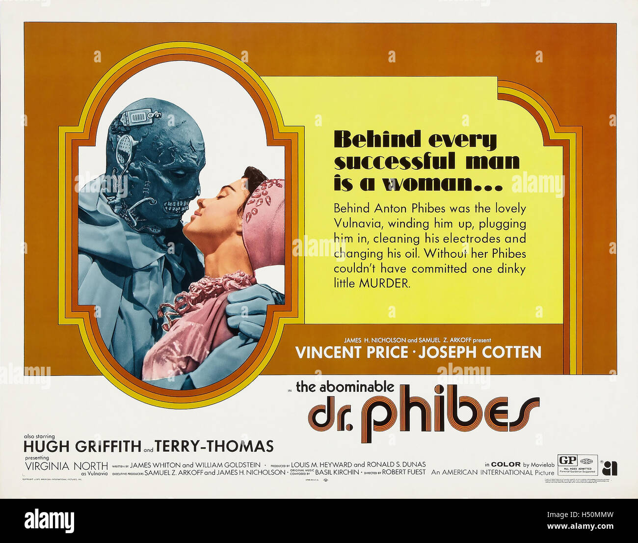 THE ABOMINABLE DR.PHIBES 1971 Anglo-EMI film with Vincent Price and Virginia North Stock Photo