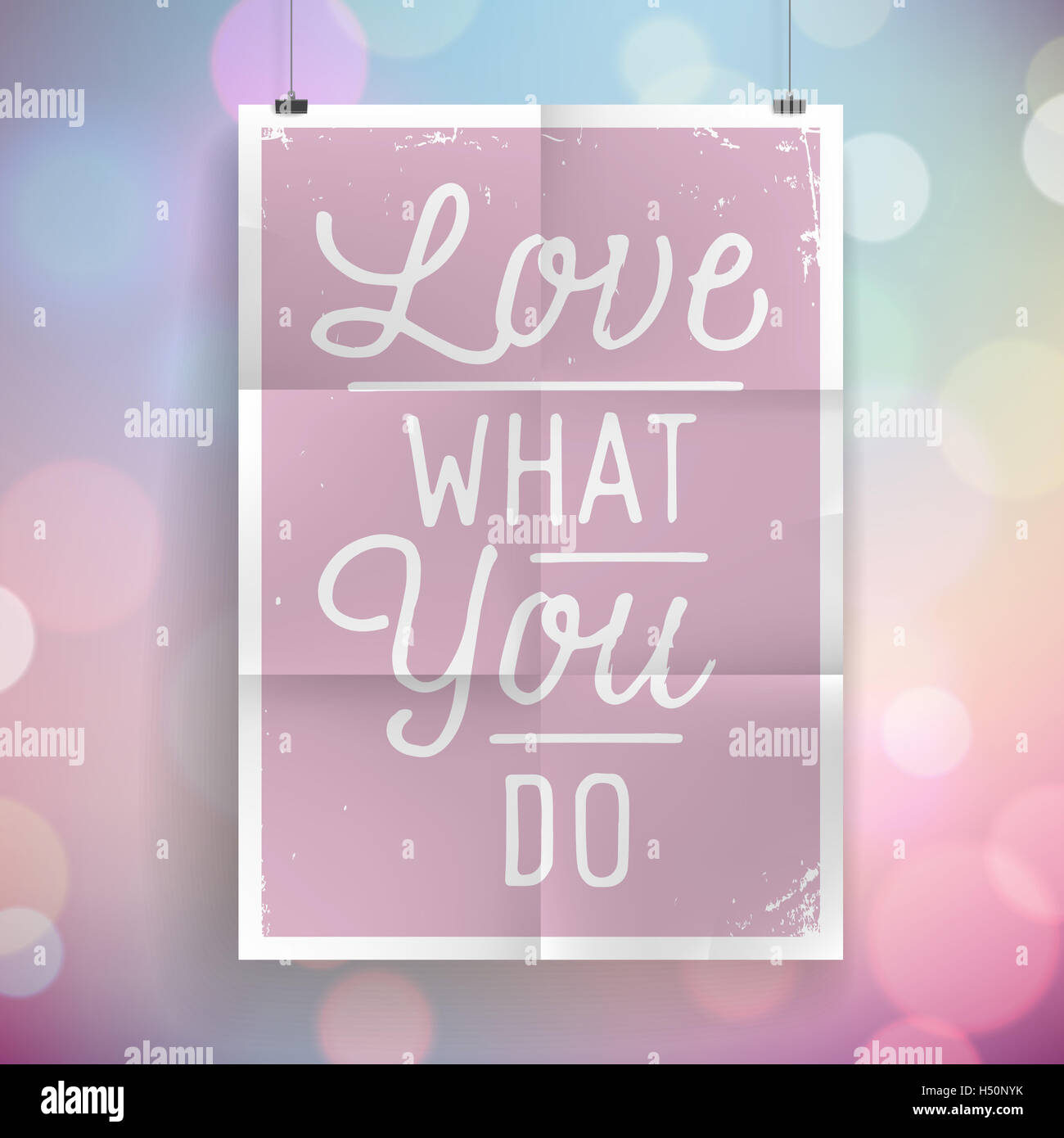Poster with hand drawn lettering slogan on vintage background. Stock Photo