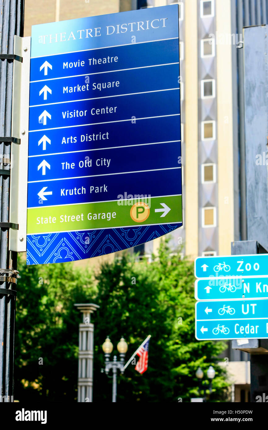 Theatre District Multiple Signs To Entertainment Spots In