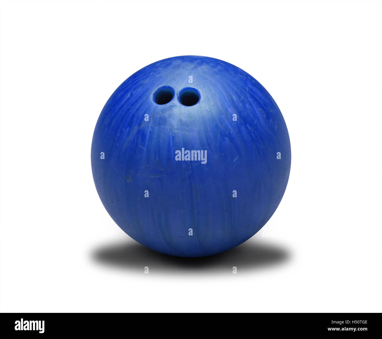 Blue bowling ball isolated on white background. Stock Photo