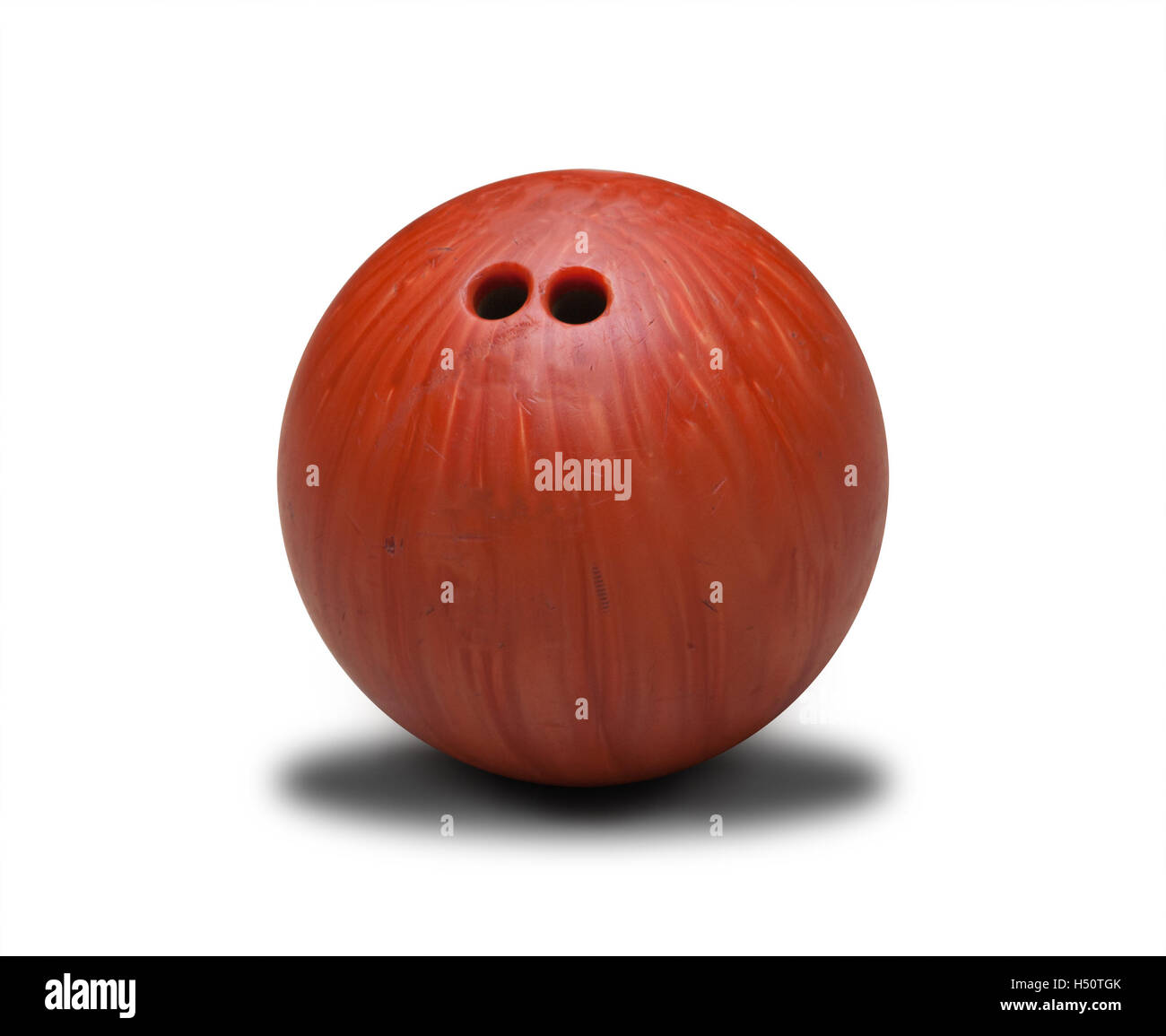 Orange bowling ball isolated on white background. Stock Photo
