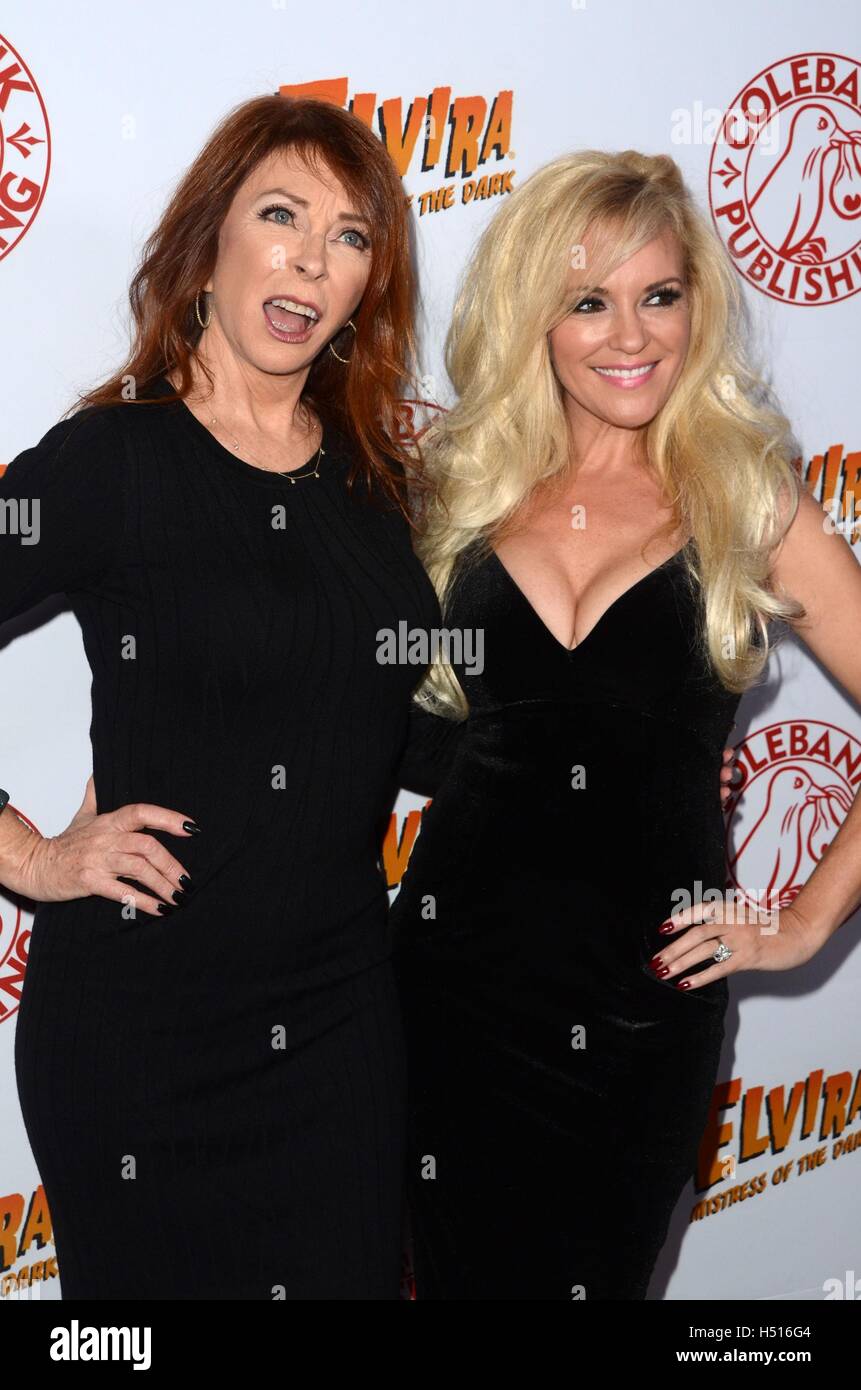 Los Angeles, CA, USA. 18th Oct, 2016. Cassandra Peterson, Bridid Marquardt at arrivals for ELVIRA: MISTRESS OF THE DARK Book Release Party, Rooftop at the Roosevelt Hollywood, Los Angeles, CA October 18, 2016. Credit:  Priscilla Grant/Everett Collection/Alamy Live News Stock Photo