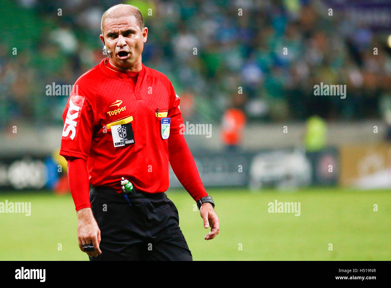 SÃO PAULO, SP - 19.10.2016: PALMEIRAS X GRÊMIO - Referee during the match between Palmeiras and Gremio held at Allianz Park, West Zone of São Paulo. The game is valid for the quarterfinals of the Brazil 2016 World Cup. (Photo: Marco Galvão/Fotoarena) Stock Photo