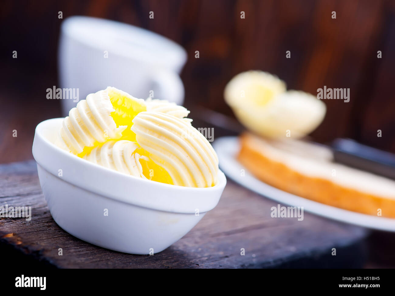 bread and butter for breakfast, breakfast on a table Stock Photo Alamy