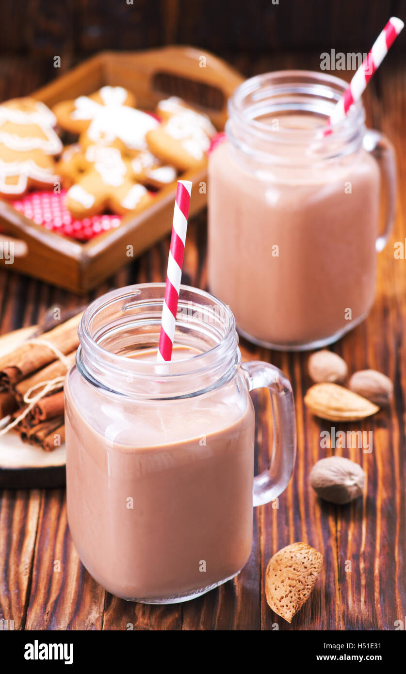 cocoa drink in glass and on a table Stock Photo Alamy