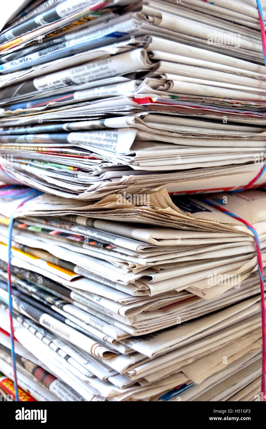 stack of newspaper for recycling Stock Photo Alamy