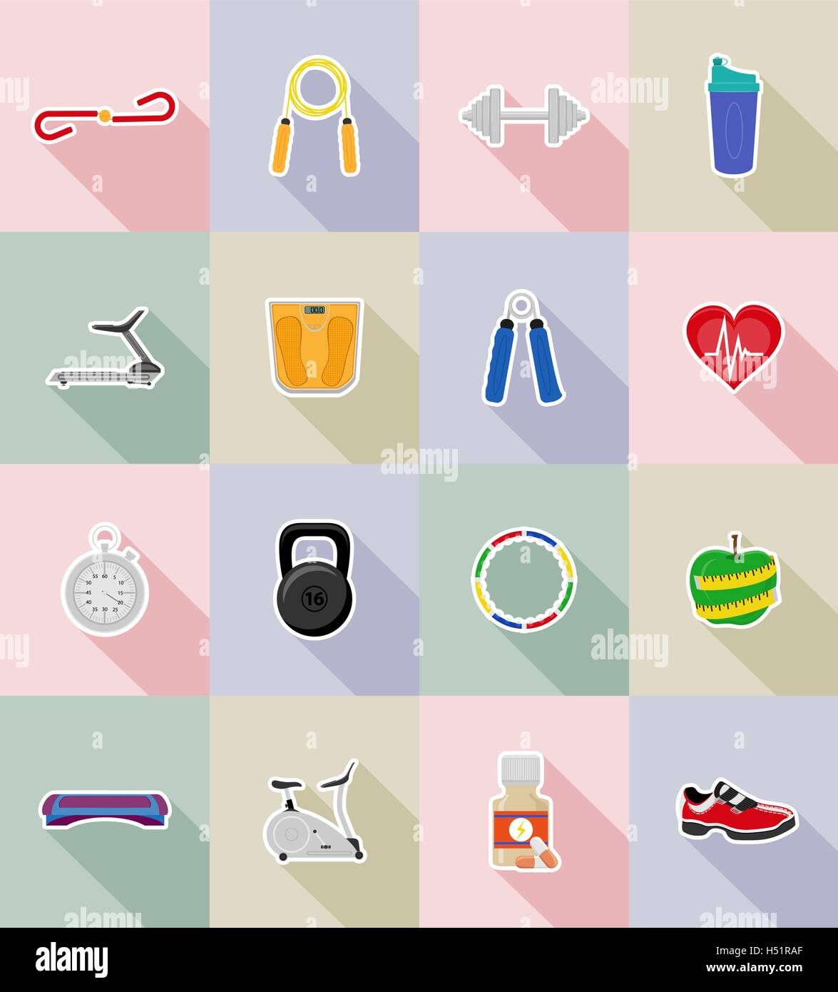 fitness flat icons vector illustration isolated on background Stock ...