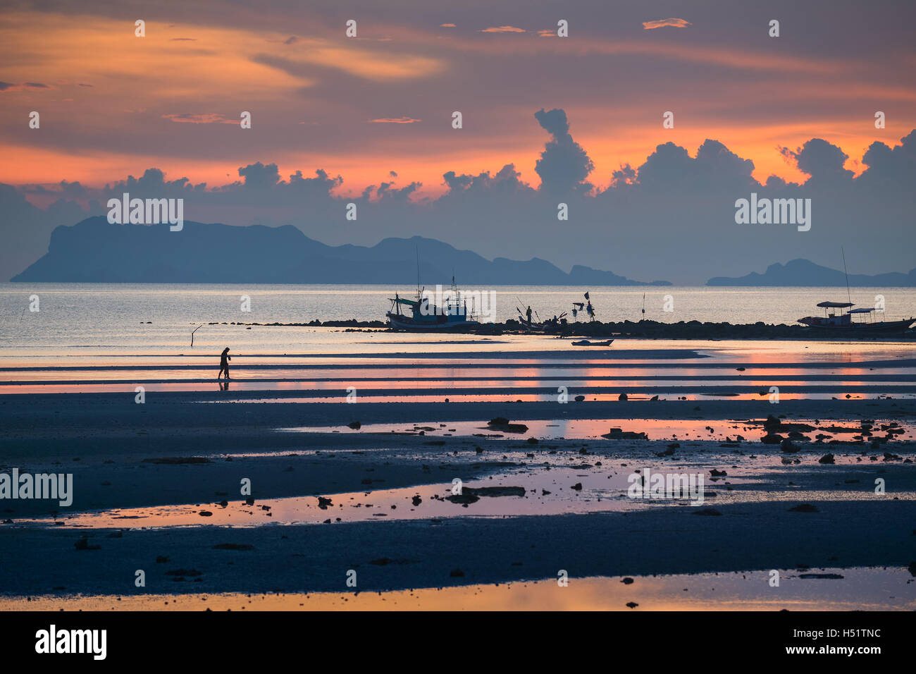 Thailand Landscape : Sunset sky over the sea of Samui Island Stock Photo