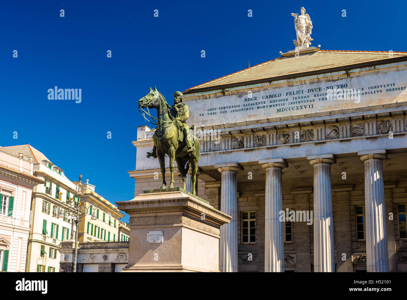 Statue of Garibaldi in Genoa - Italy Stock Photo