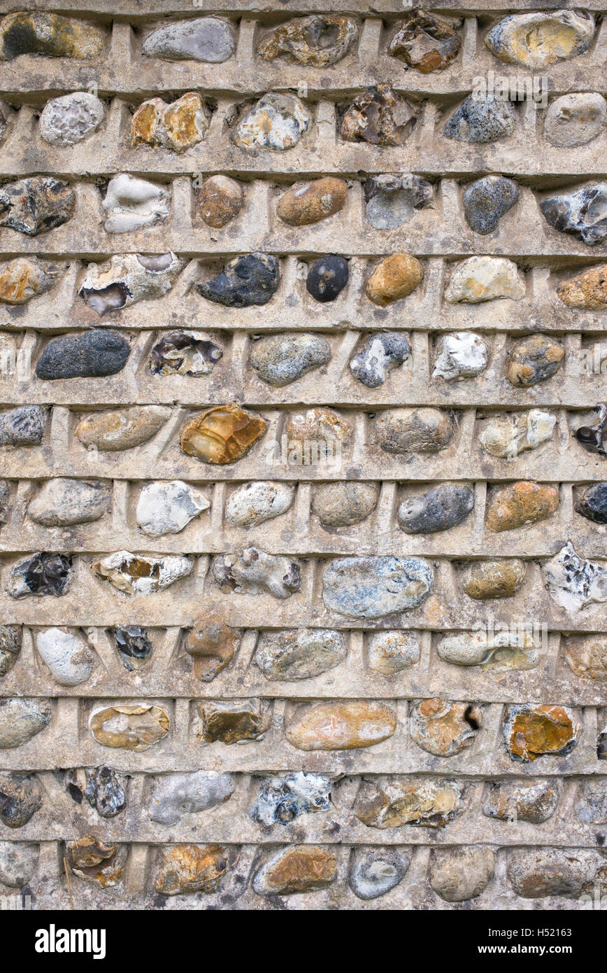 Flint and stone building wall at Weald and Downland open air museum, Singleton, Sussex, England Stock Photo
