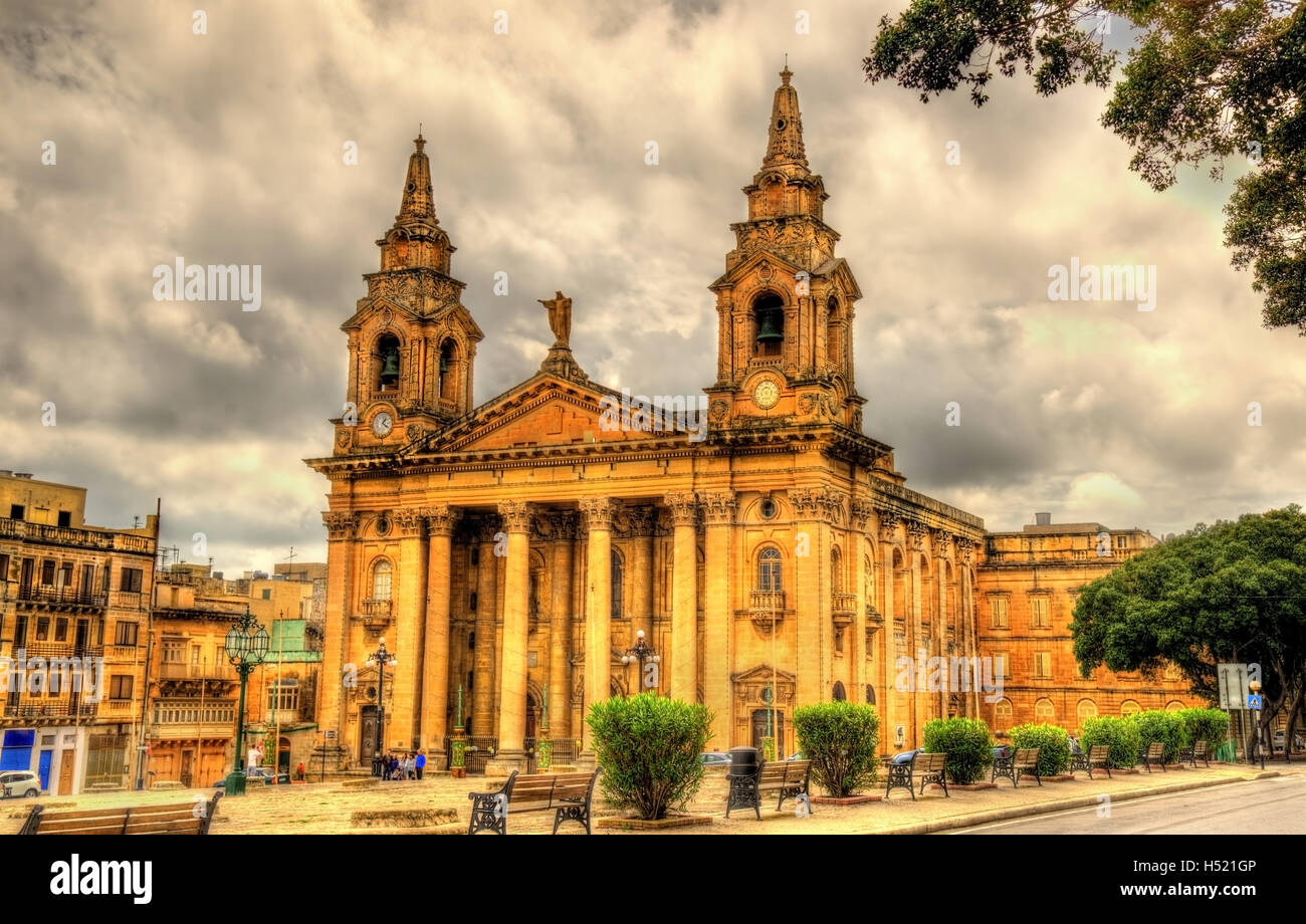 St. Publius Parish Church - Floriana, Malta Stock Photo