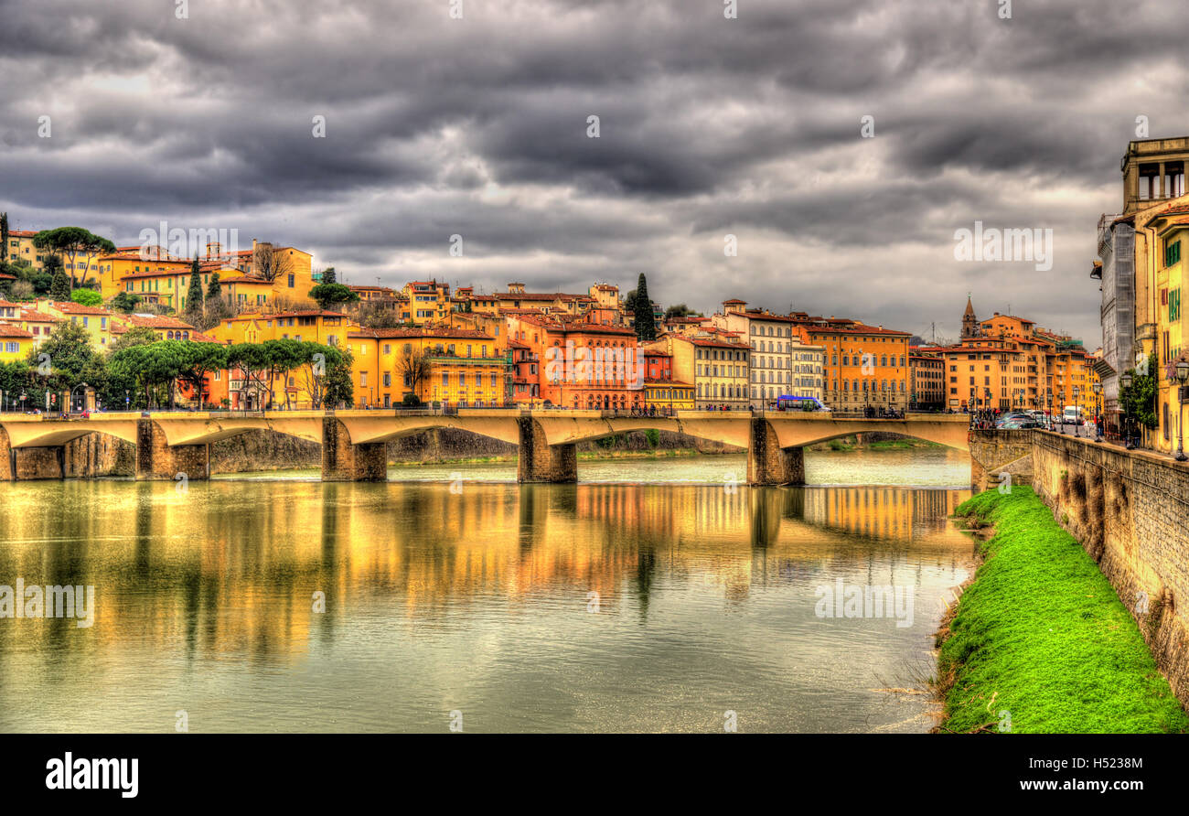 Ponte alle Grazie, a bridge in Florence - Italy Stock Photo