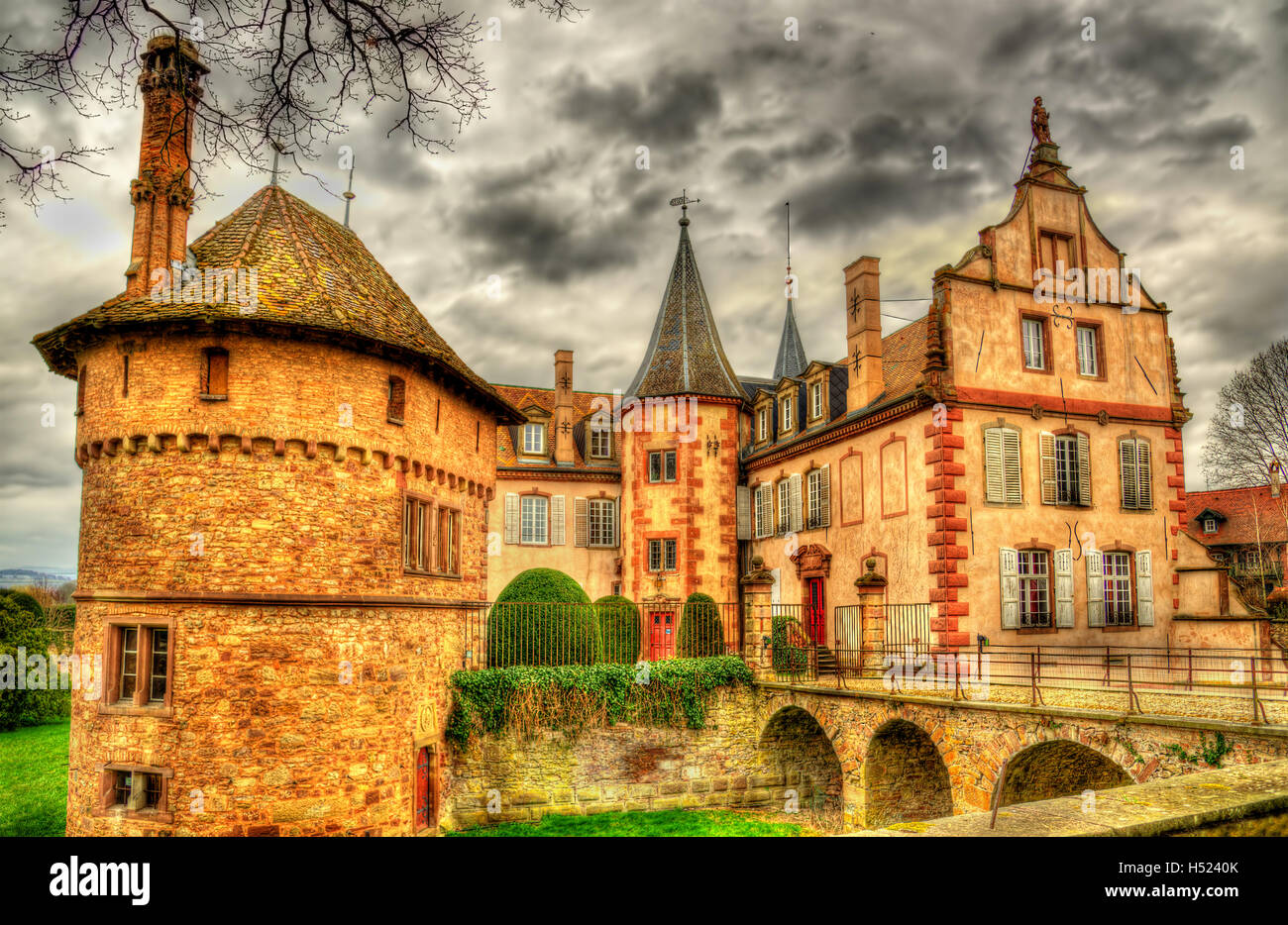 The Chateau d'Osthoffen, a medieval castle in Alsace, France Stock Photo