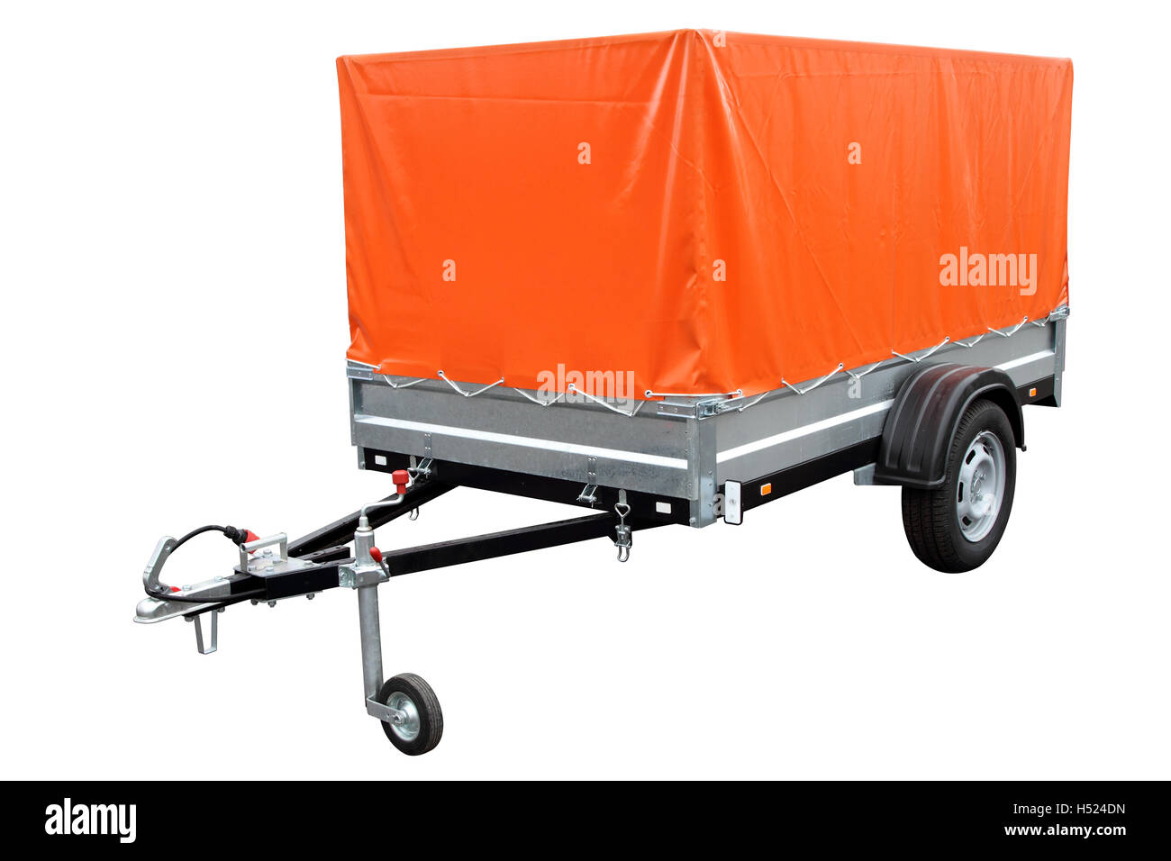 Orange car trailer, isolated on white background Stock Photo Alamy