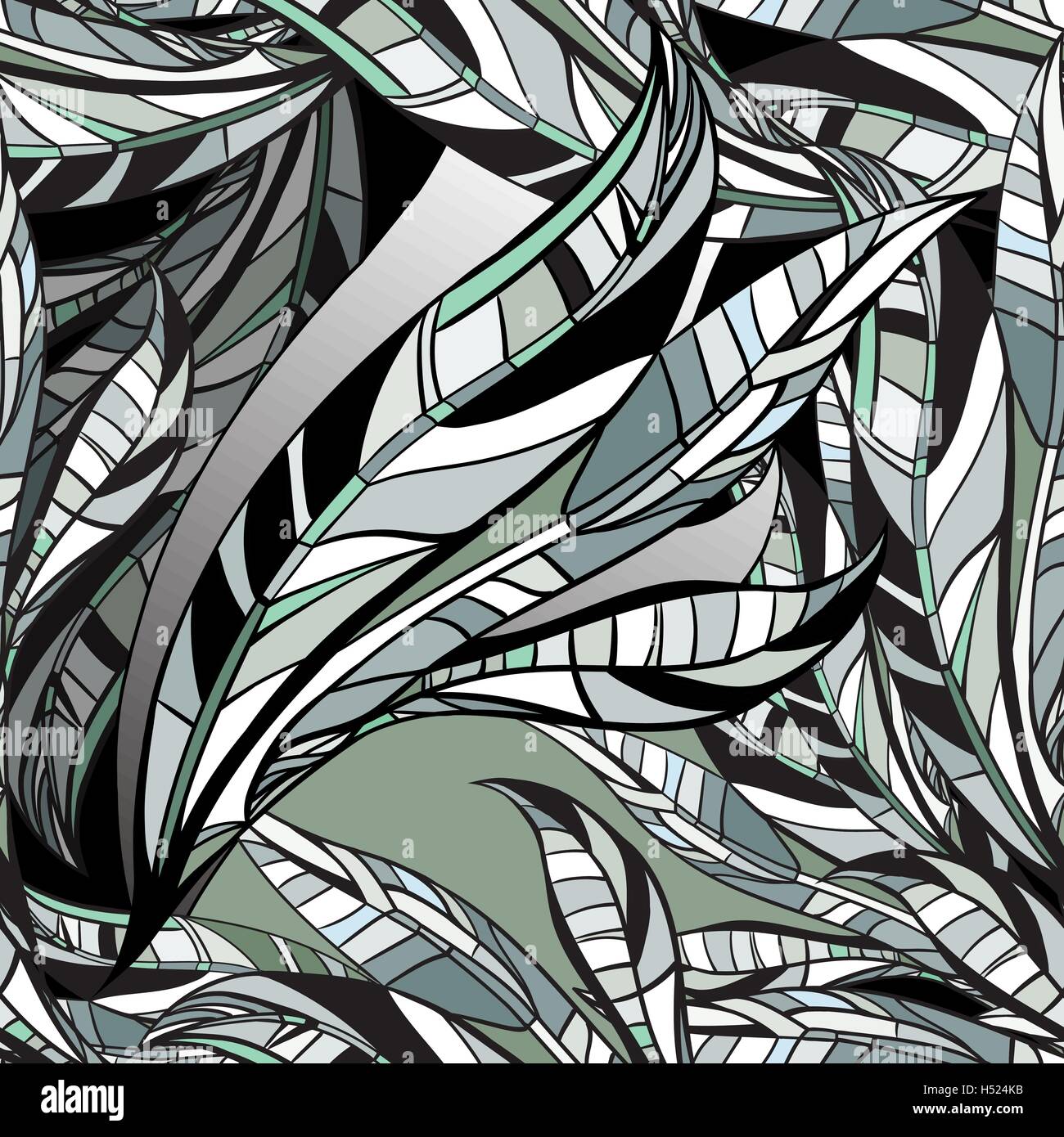 Leaves hand drawn seamless pattern. Vector illustration Stock Vector ...