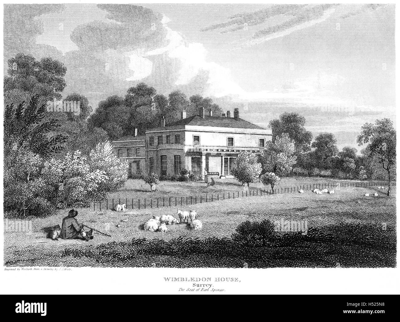 An engraving of Wimbledon House, Surrey, The Seat of Earl Spencer