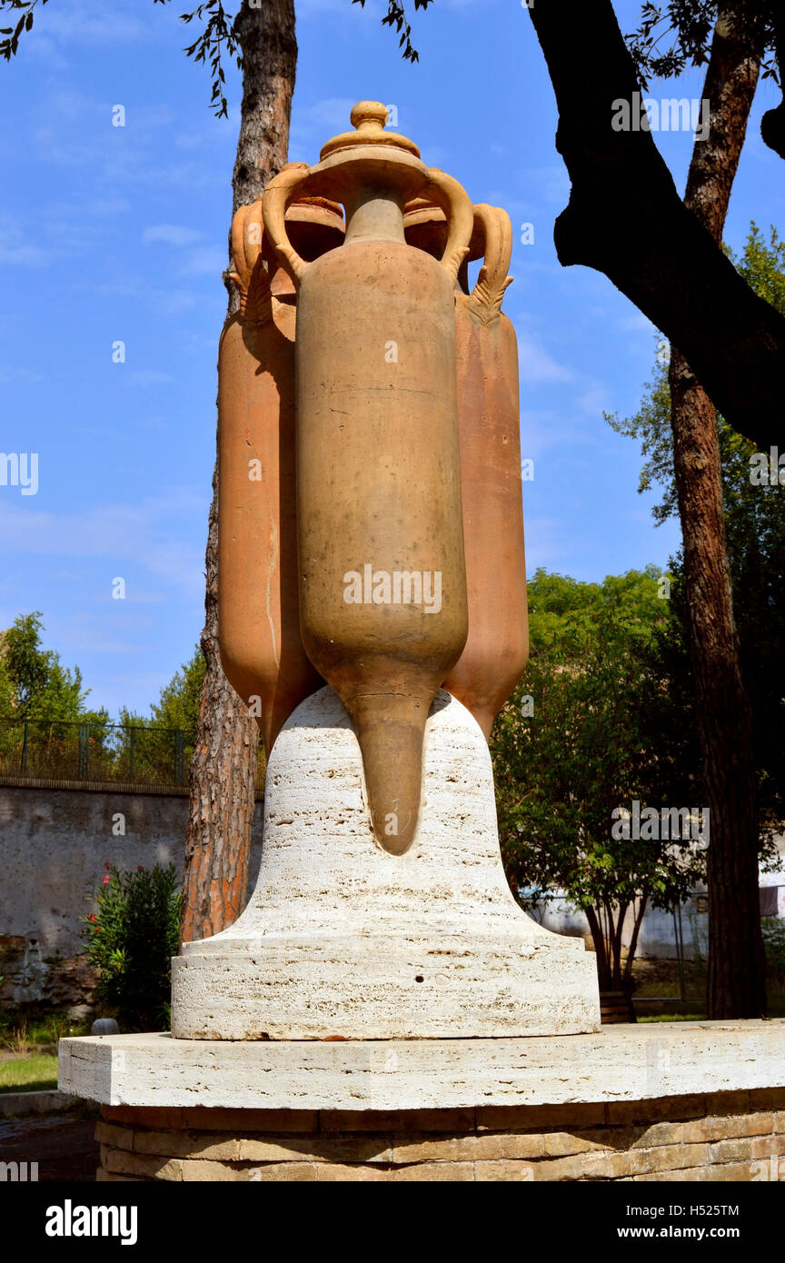 An Urn used as a garden ornament in Parco Del Colle Oppio in Rome Stock Photo