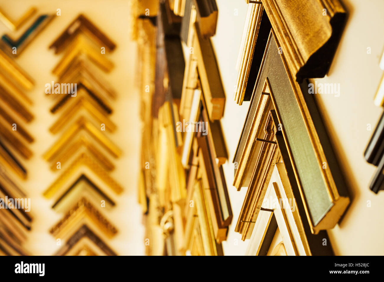 Interior view of a picture framers a large selection of frame