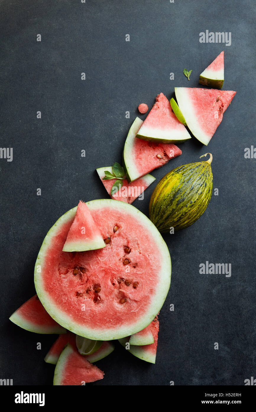 Slice of watermelon on background Stock Photo - Alamy