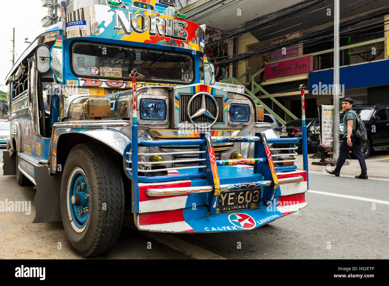 Manila, Philippines. September 2016. A jeepney on the streets of Malate in the Philippines capital city. Stock Photo