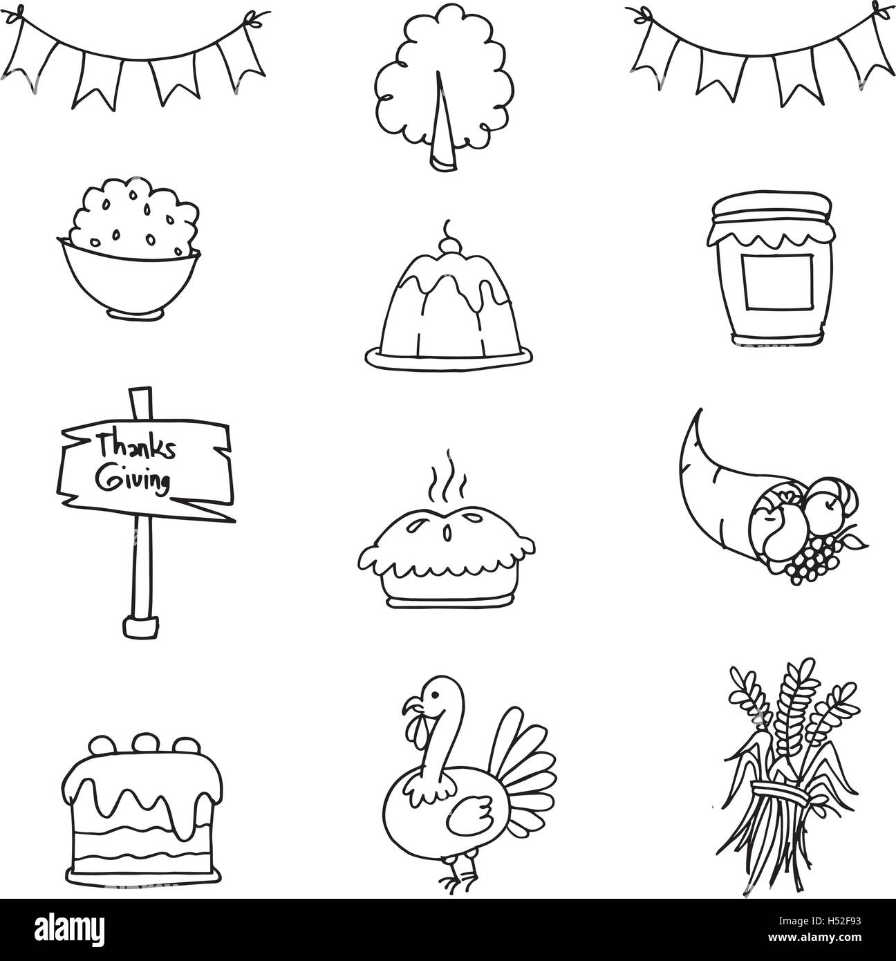Doodle of thanksgiving set element Stock Vector Image & Art - Alamy