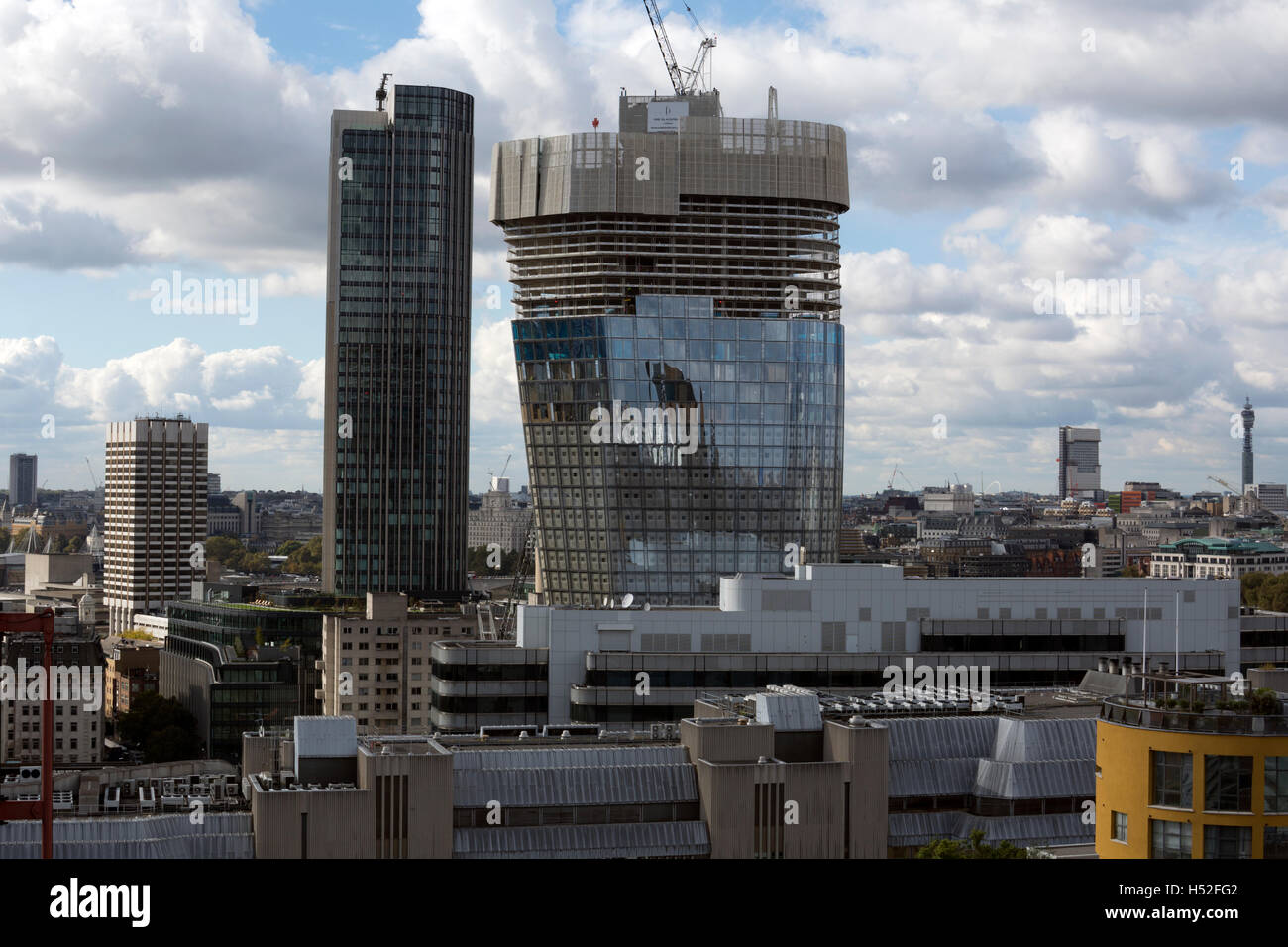 A view towards One Blackfriars building from the Tate Modern Switch House viewing terrace, London, UK Stock Photo