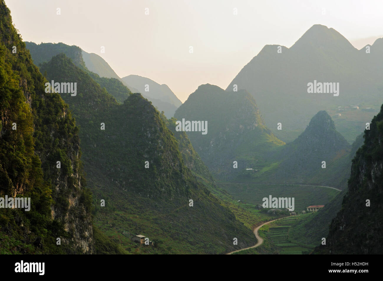 Mountains near Dong Van in north Vietnam, Ha Giang Province Stock Photo