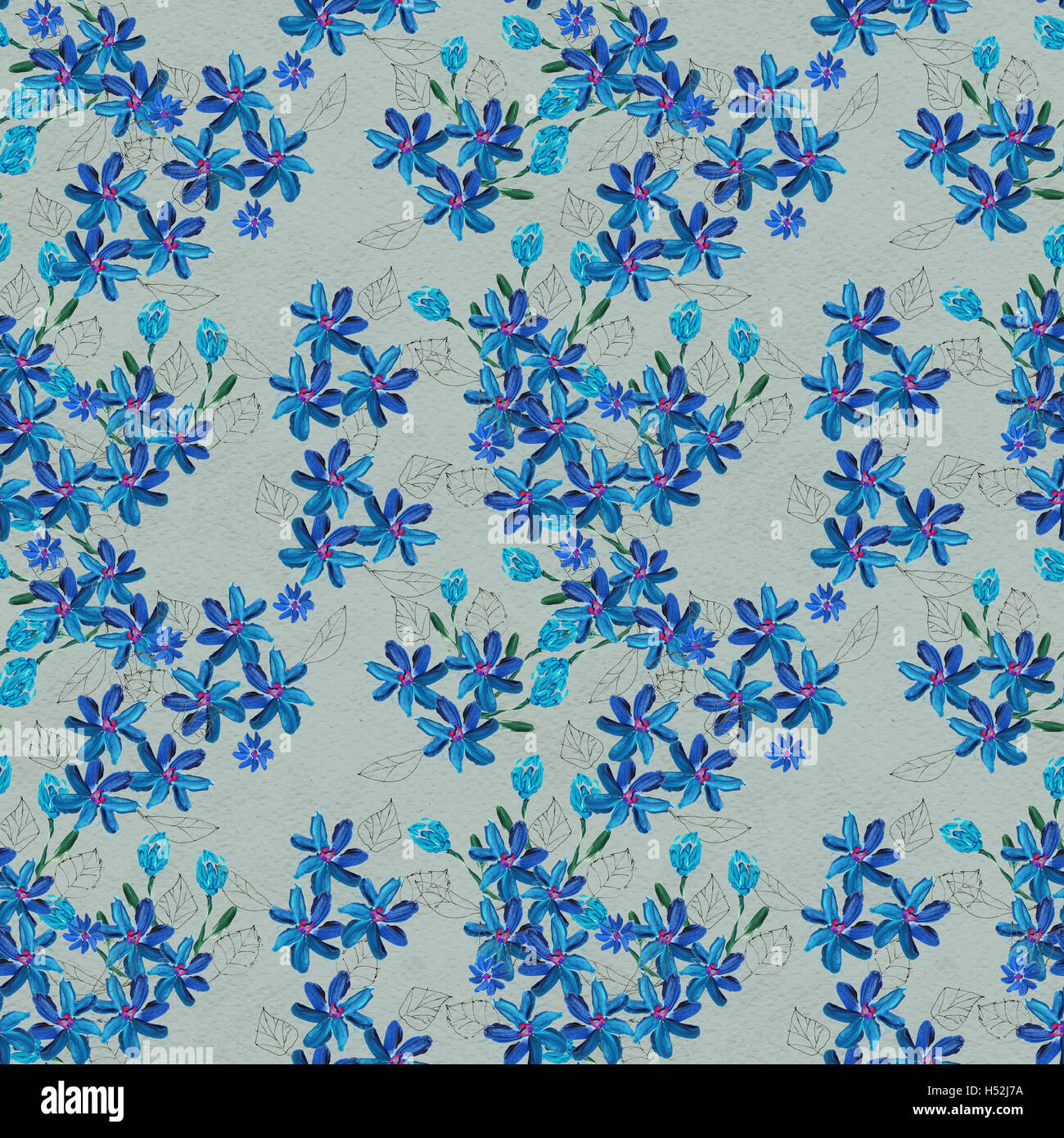 Seamless pattern with blue flowers Stock Photo - Alamy
