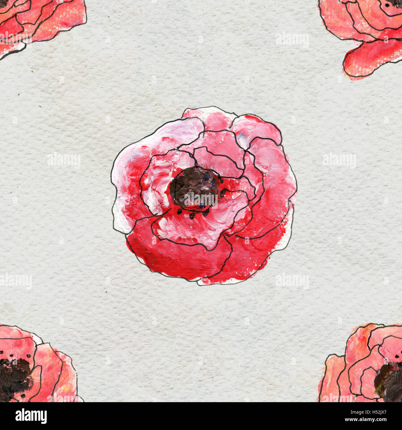 Seamless pattern with red poppy flowers Stock Photo - Alamy