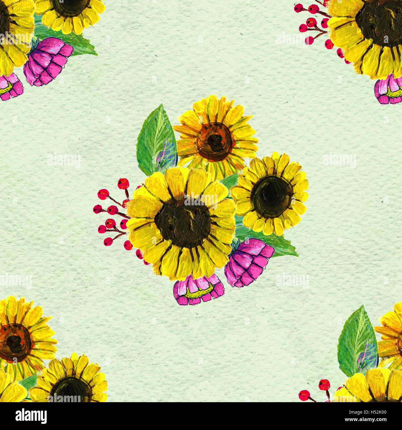 Seamless pattern with sunflowers Stock Photo - Alamy