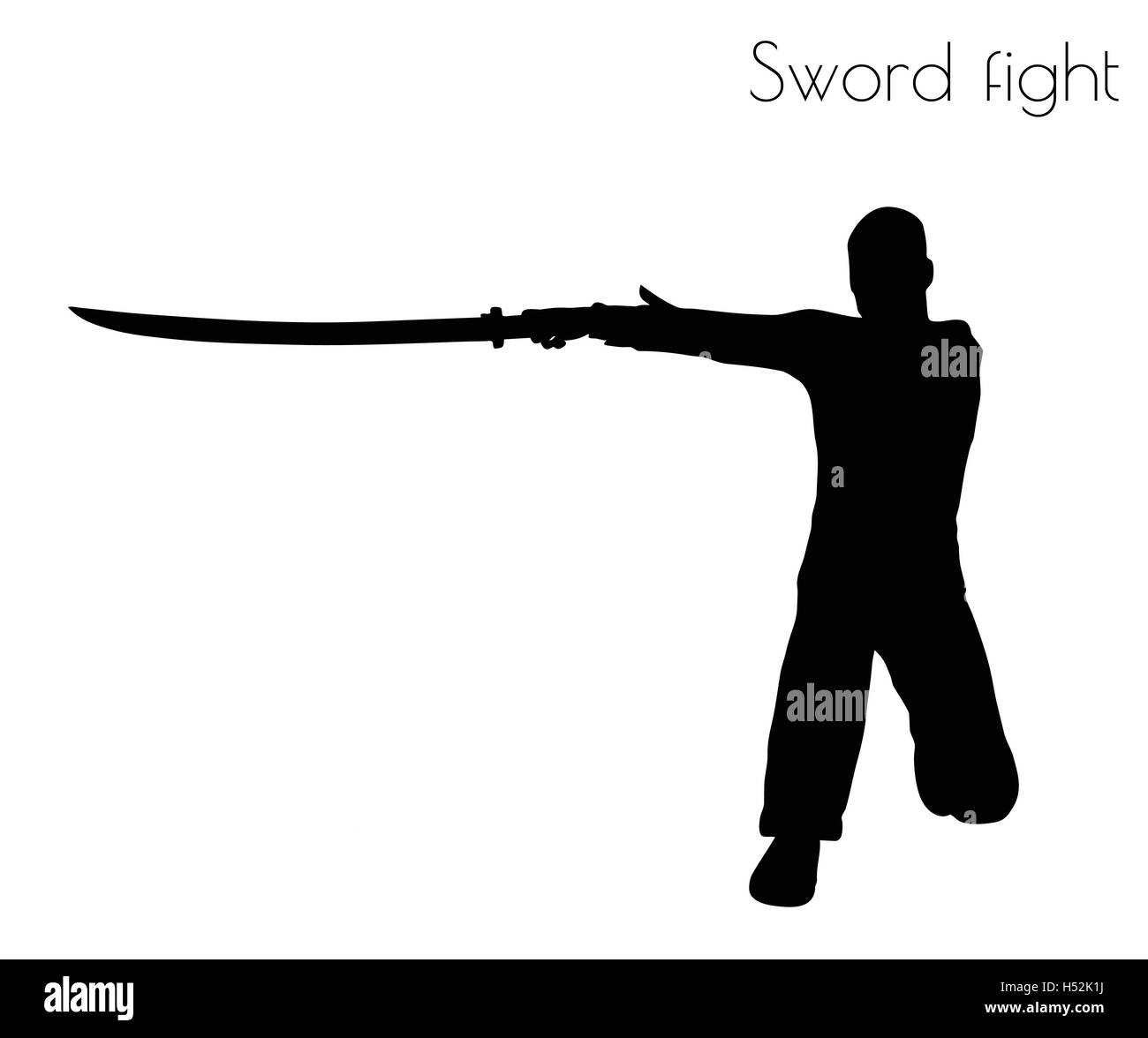 EPS 10 vector illustration of man in swordfight Action pose on white background Stock Vector