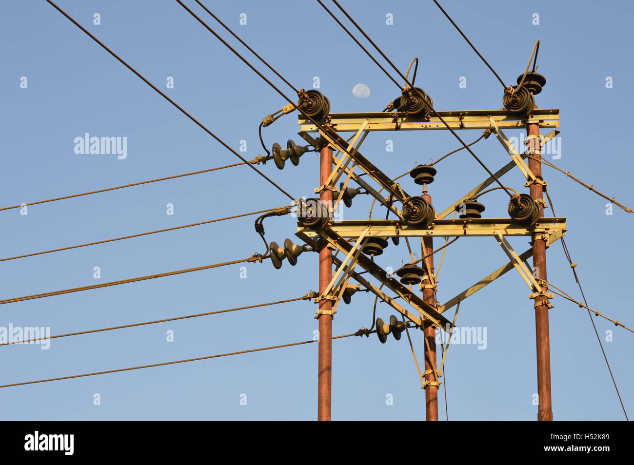 electrical tower with blue sky background Stock Photo - Alamy