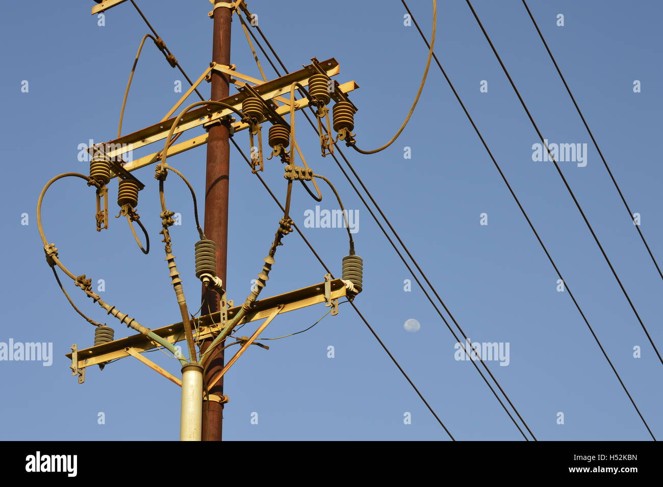 electrical tower with blue sky background Stock Photo - Alamy