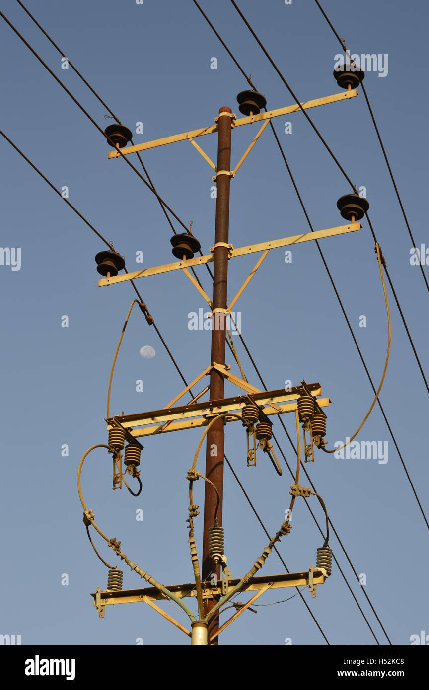 electrical tower with blue sky background Stock Photo - Alamy