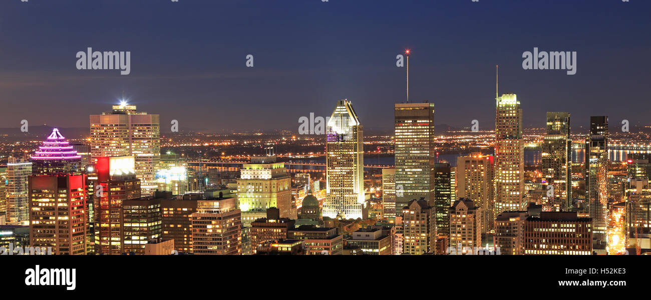 Montreal skyline at night, Quebec, Canada Stock Photo