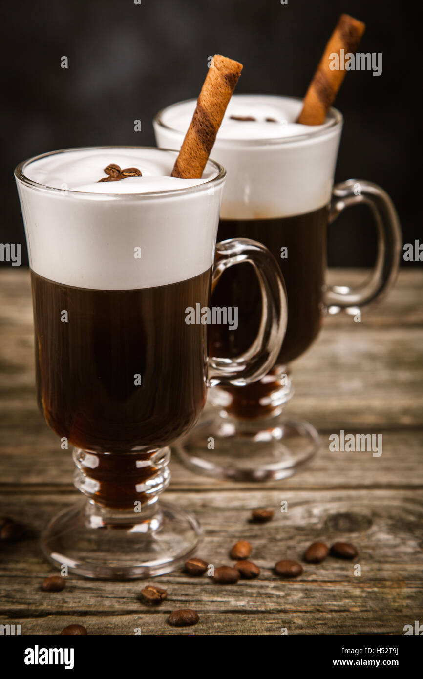 Glass of Irish coffee Stock Photo Alamy