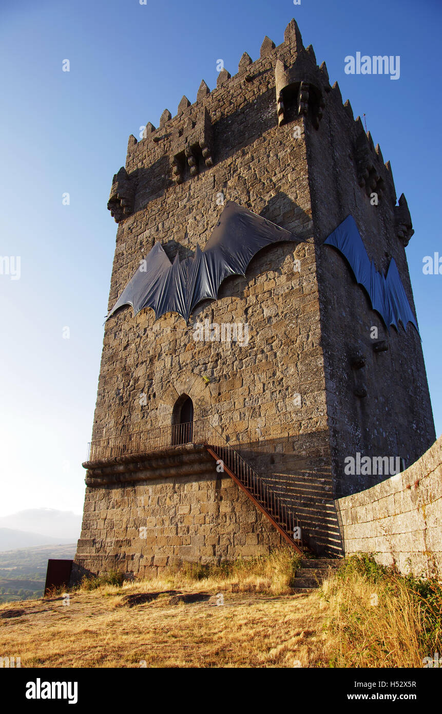 Detail of the main tower of Montalegre Castle in Portugal Stock Photo ...