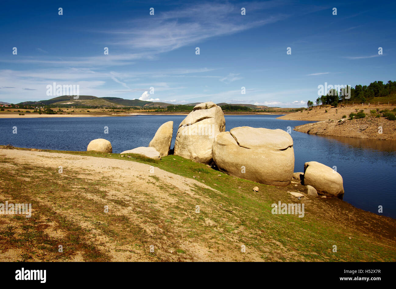 Beautiful countryside landscape with a lake in the north of Portugal Stock Photo