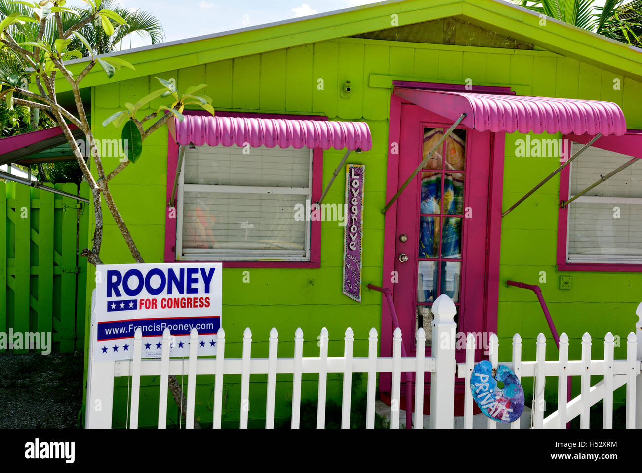 Home in Florida with sign in support of Republican candidate Rooney for Congress Stock Photo
