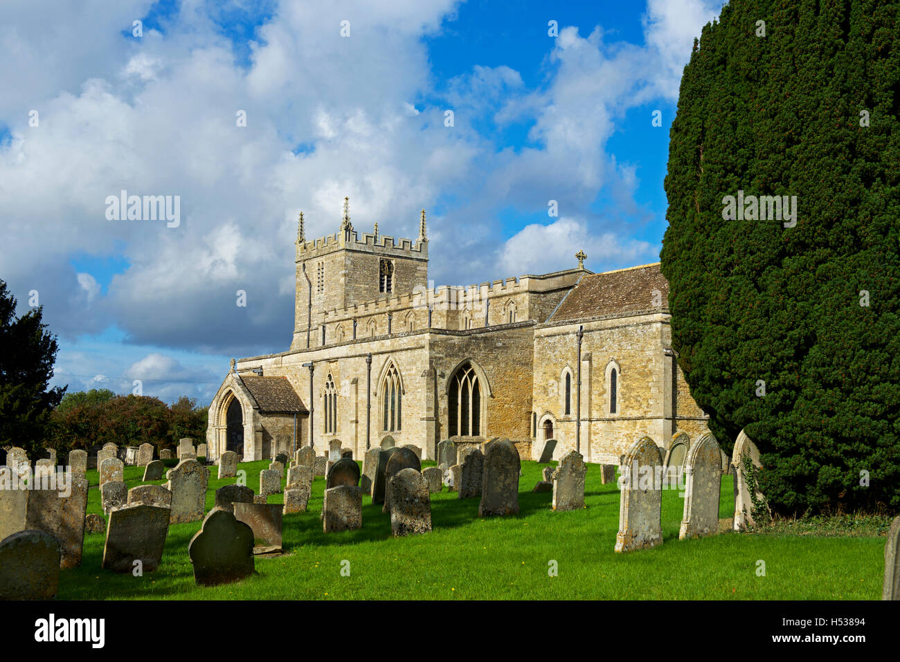 St Mary's Church, in the village of Woodnewton, Northamptonshire, England UK Stock Photo