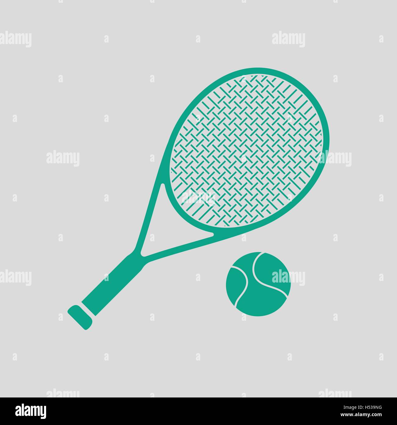 Tennis rocket and ball icon. Gray background with green. Vector ...