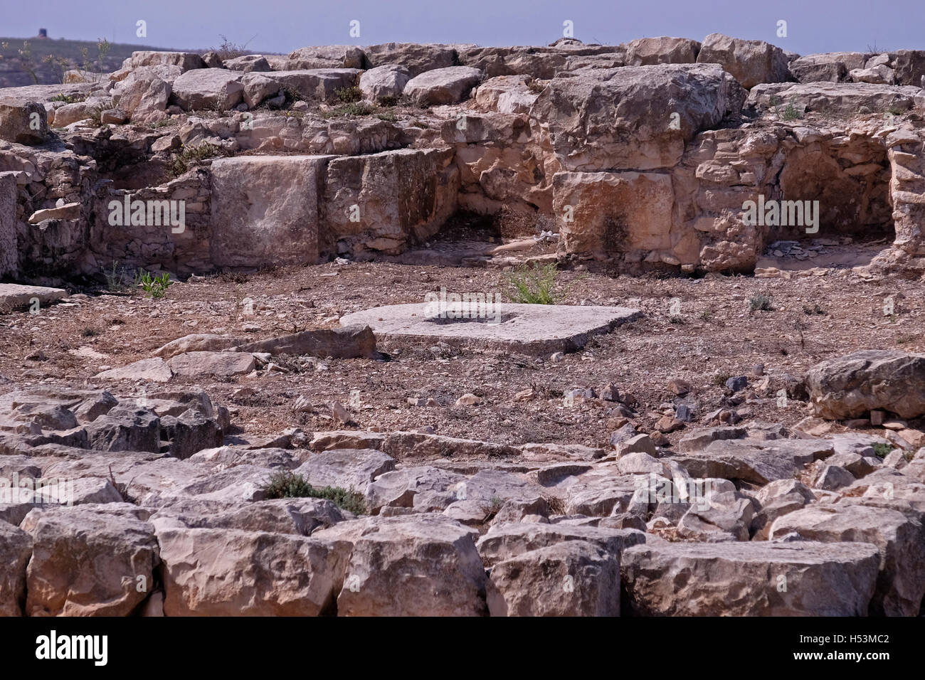 View of ancient winepress on Mount Gerizim one of the highest peaks in
