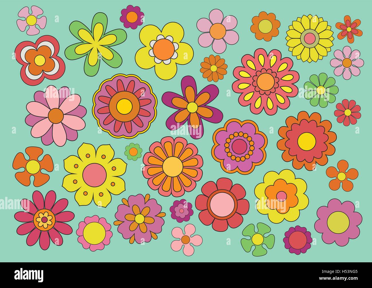 Sixties flowers Stock Vector