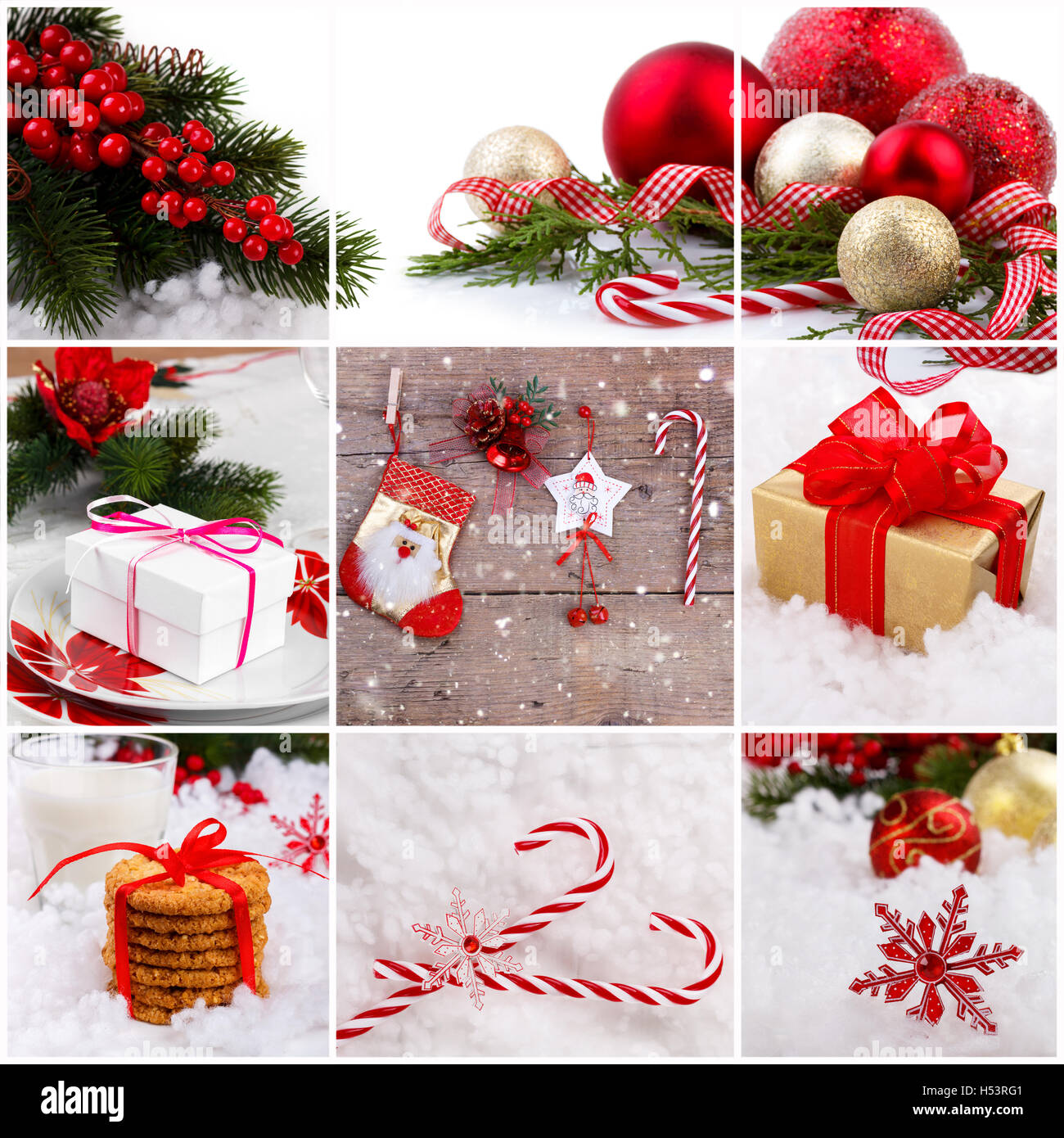 christmas decorations collage for greetings card or background stock christmas photo collage card