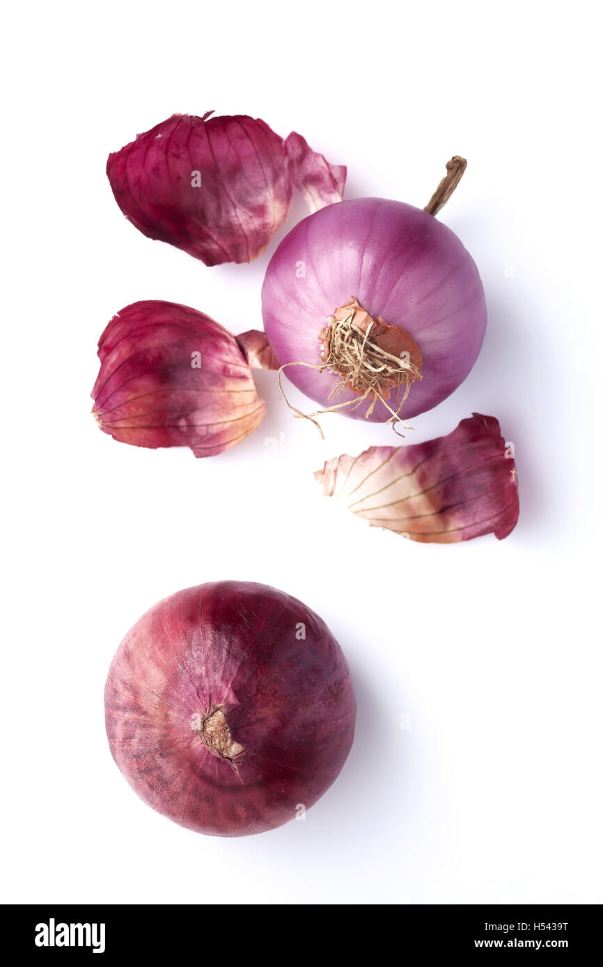 shallots still life white background onion bulb season herb vegetable ingredient Stock Photo
