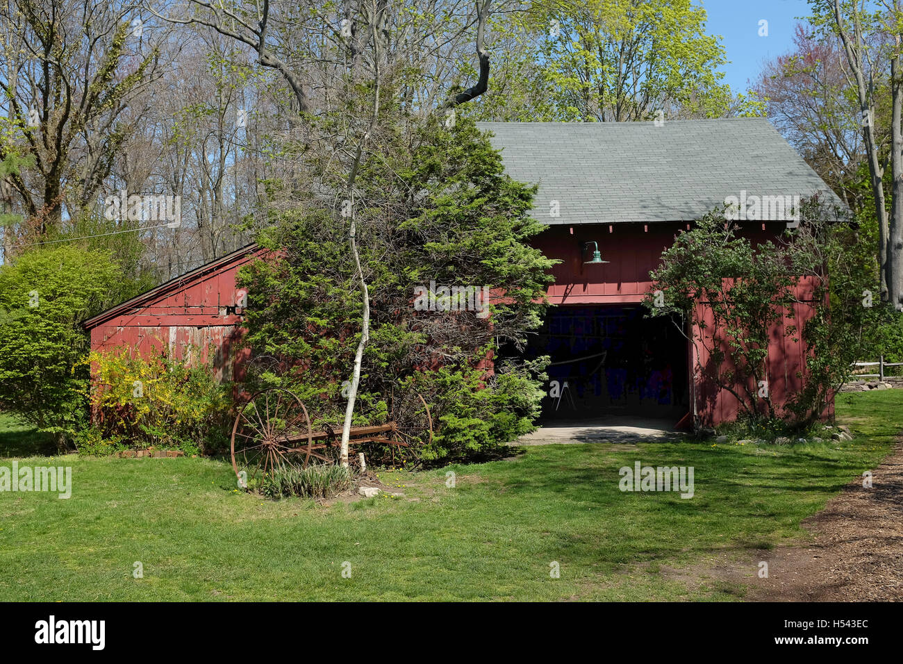Red Barn at  the Frank Melville Memorial Park, Setauket, New York Stock Photo