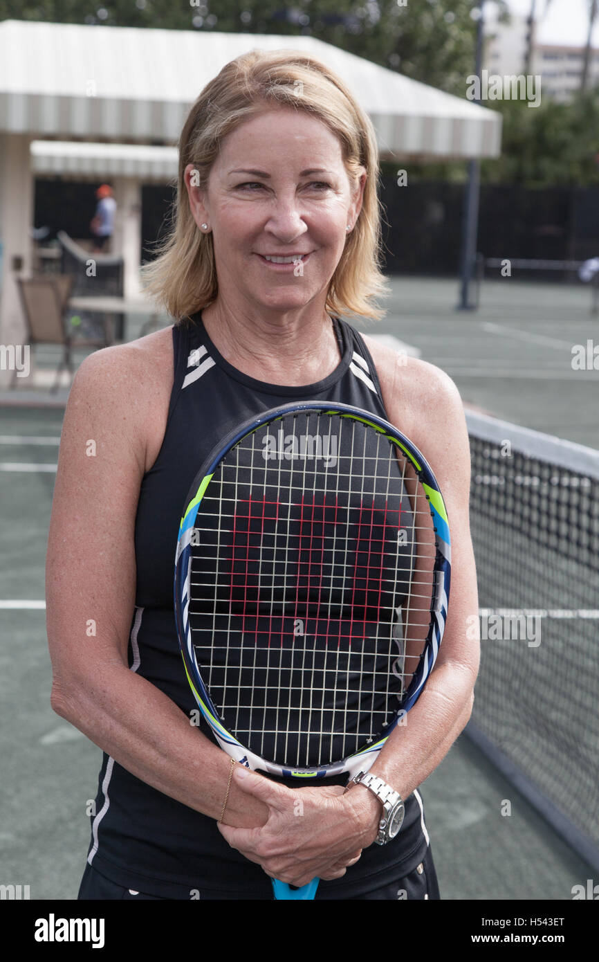 Chris Evert posing for photos at the Chris Evert Pro-Am Celebrity Tennis Classic on November 20, 2015 at the Boca Raton Resort & Club in Boca Raton, Florida Stock Photo