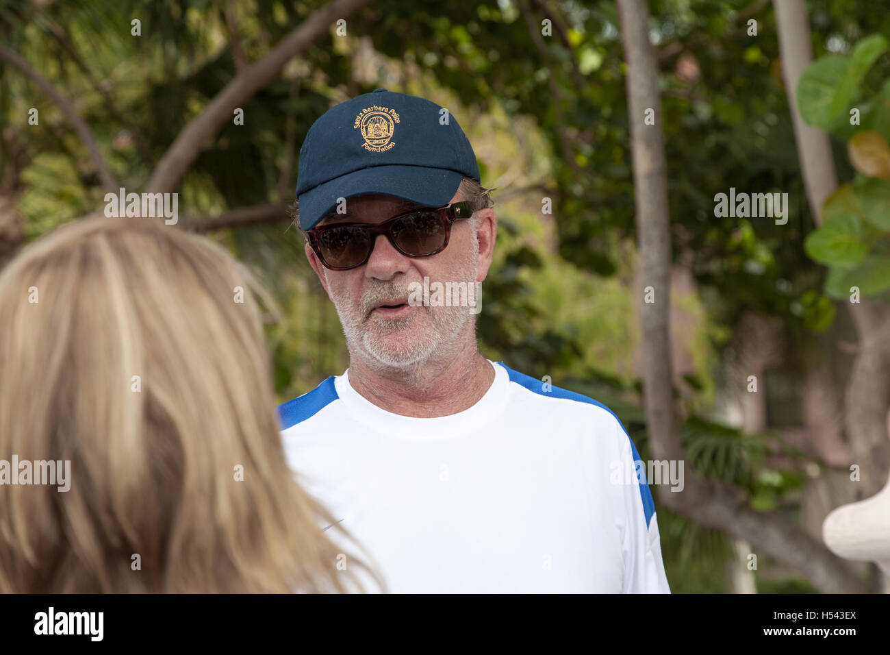 Alan Thicke chatting on November 20, 2015 at the Chris Evert Pro-Am Celebrity Tennis Classic at the Boca Raton Resort & Club in Boca Raton, Florida Stock Photo